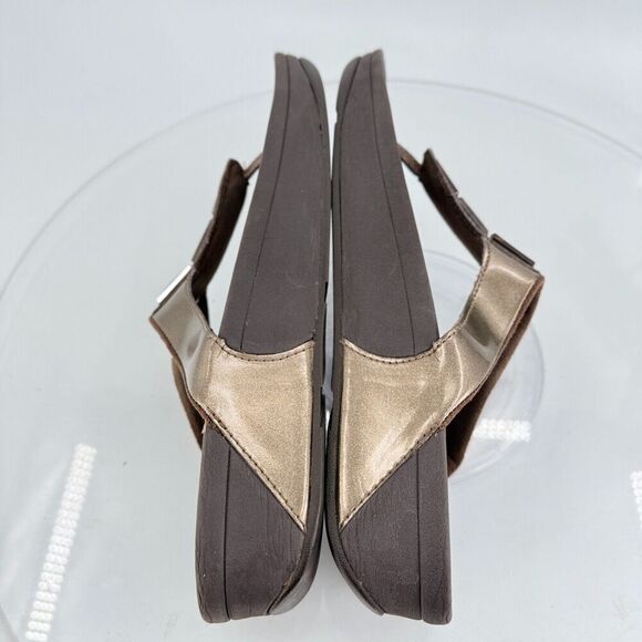 Fitflop Women's Walkstar Sandal Size 9 Thong Slide Toning Shoe Gold Rhinestone - Picture 9 of 13